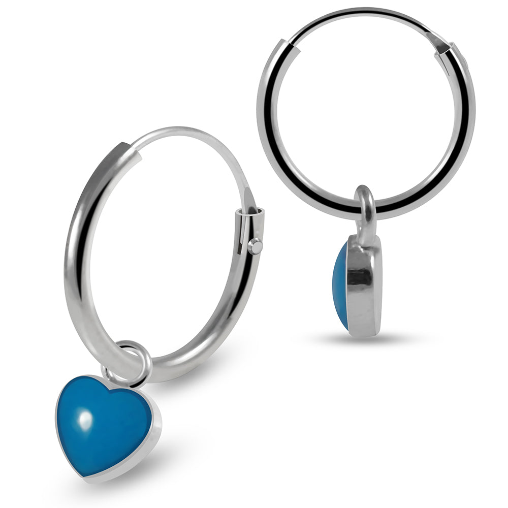 925 Sterling Silver Heart Shape Enamel Filled Fashion Earring 8mm 8mm / 1 10mm / 1 8mm / 2 8mm / 3 8mm / 4 8mm / 5 10mm / 2 10mm / 3 10mm / 4 10mm / 5