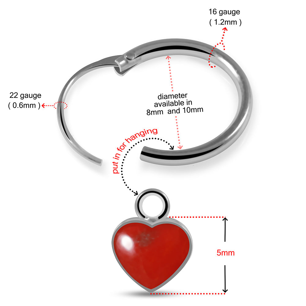 925 Sterling Silver Heart Shape Enamel Filled Fashion Earring 8mm 8mm / 1 10mm / 1 8mm / 2 8mm / 3 8mm / 4 8mm / 5 10mm / 2 10mm / 3 10mm / 4 10mm / 5