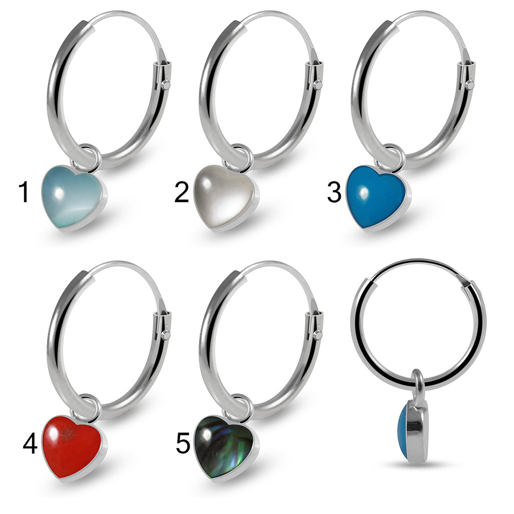 925 Sterling Silver Heart Shape Enamel Filled Fashion Earring 8mm 8mm / 1 10mm / 1 8mm / 2 8mm / 3 8mm / 4 8mm / 5 10mm / 2 10mm / 3 10mm / 4 10mm / 5