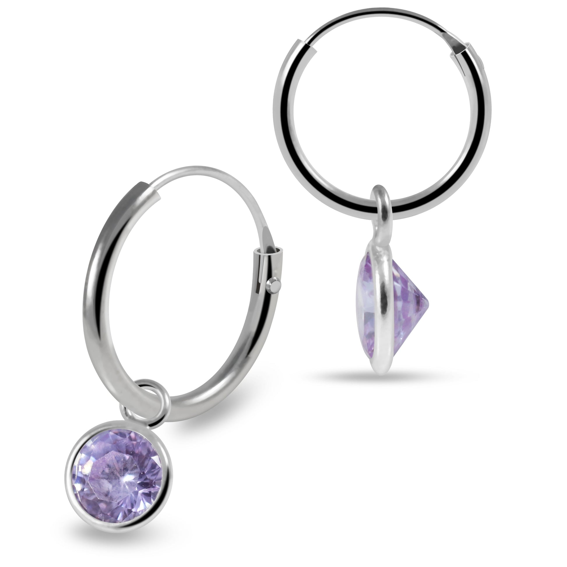 925 Sterling Silver Round CZ Dangling Fashion Earring Clear Clear Lavender Aqua Pink