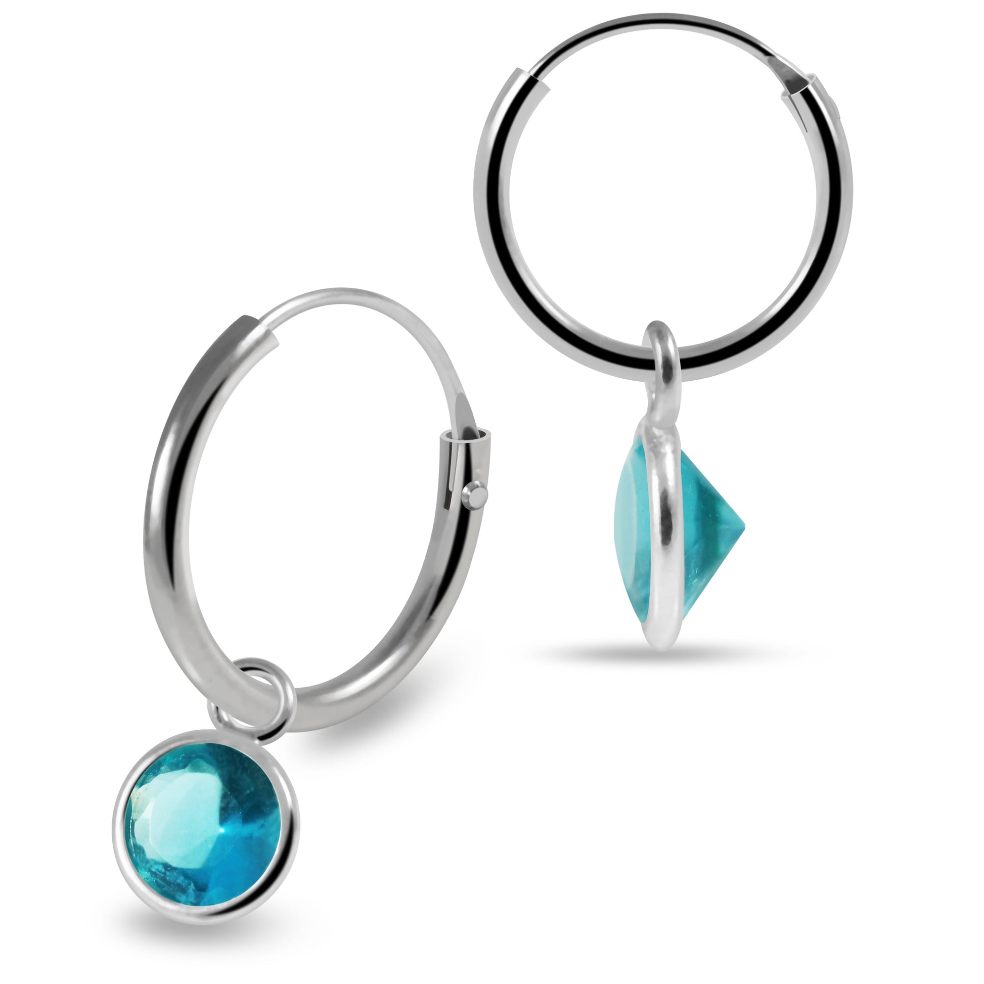 925 Sterling Silver Round CZ Dangling Fashion Earring Clear Clear Lavender Aqua Pink