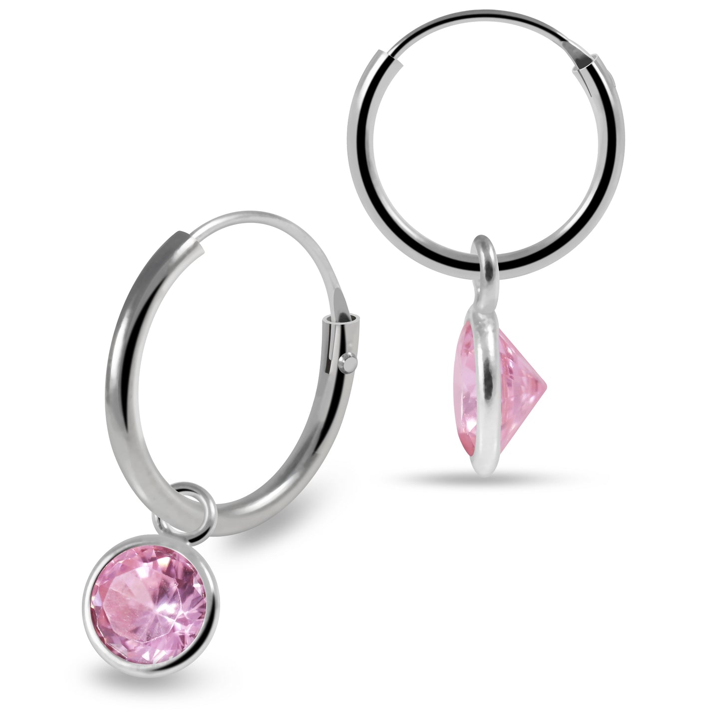 925 Sterling Silver Round CZ Dangling Fashion Earring Clear Clear Lavender Aqua Pink