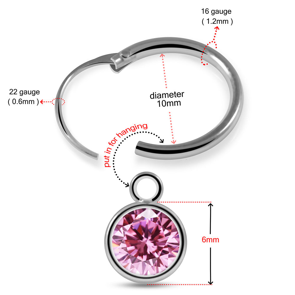 925 Sterling Silver Round CZ Dangling Fashion Earring Clear Clear Lavender Aqua Pink