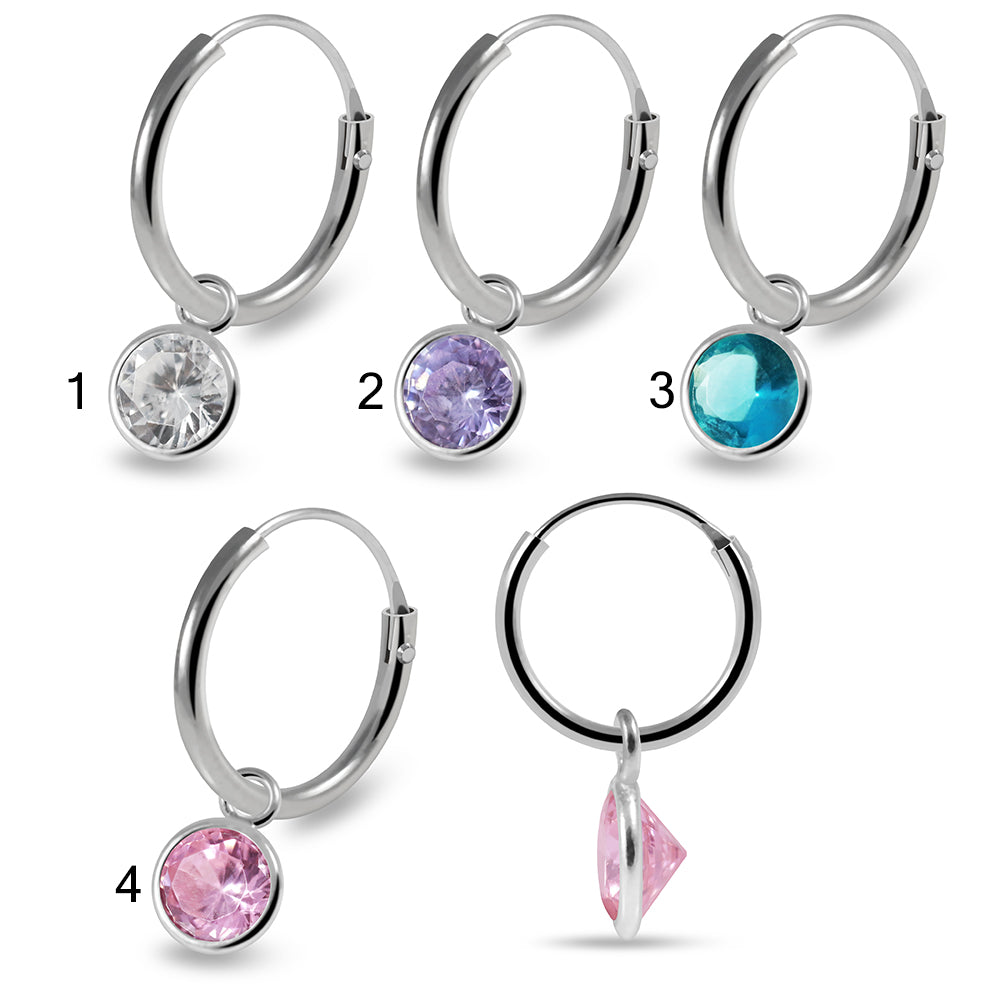 925 Sterling Silver Round CZ Dangling Fashion Earring Clear Clear Lavender Aqua Pink