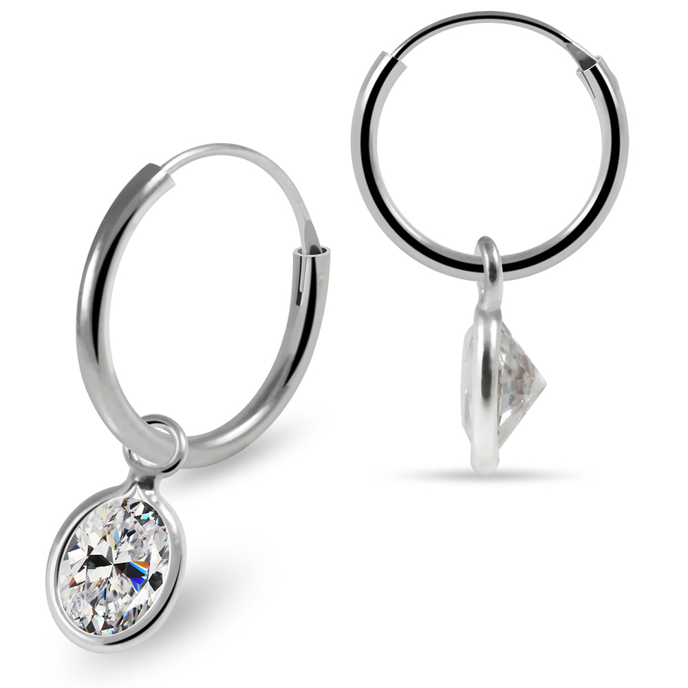 925 Sterling Silver Oval Cut Cubic Zirconia Dangling Fashion Earring Clear Clear Lavender Aqua Pink