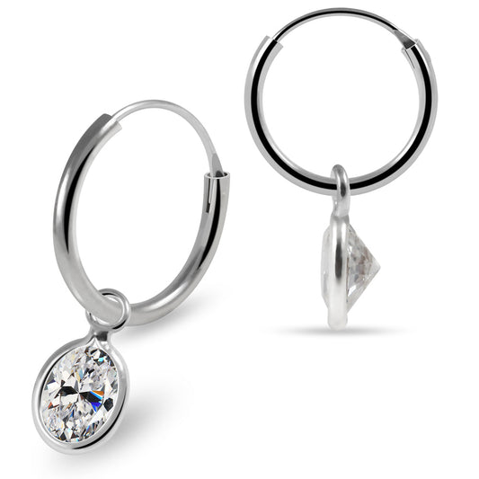 925 Sterling Silver Oval Cut Cubic Zirconia Dangling Fashion Earring Clear Clear Lavender Aqua Pink