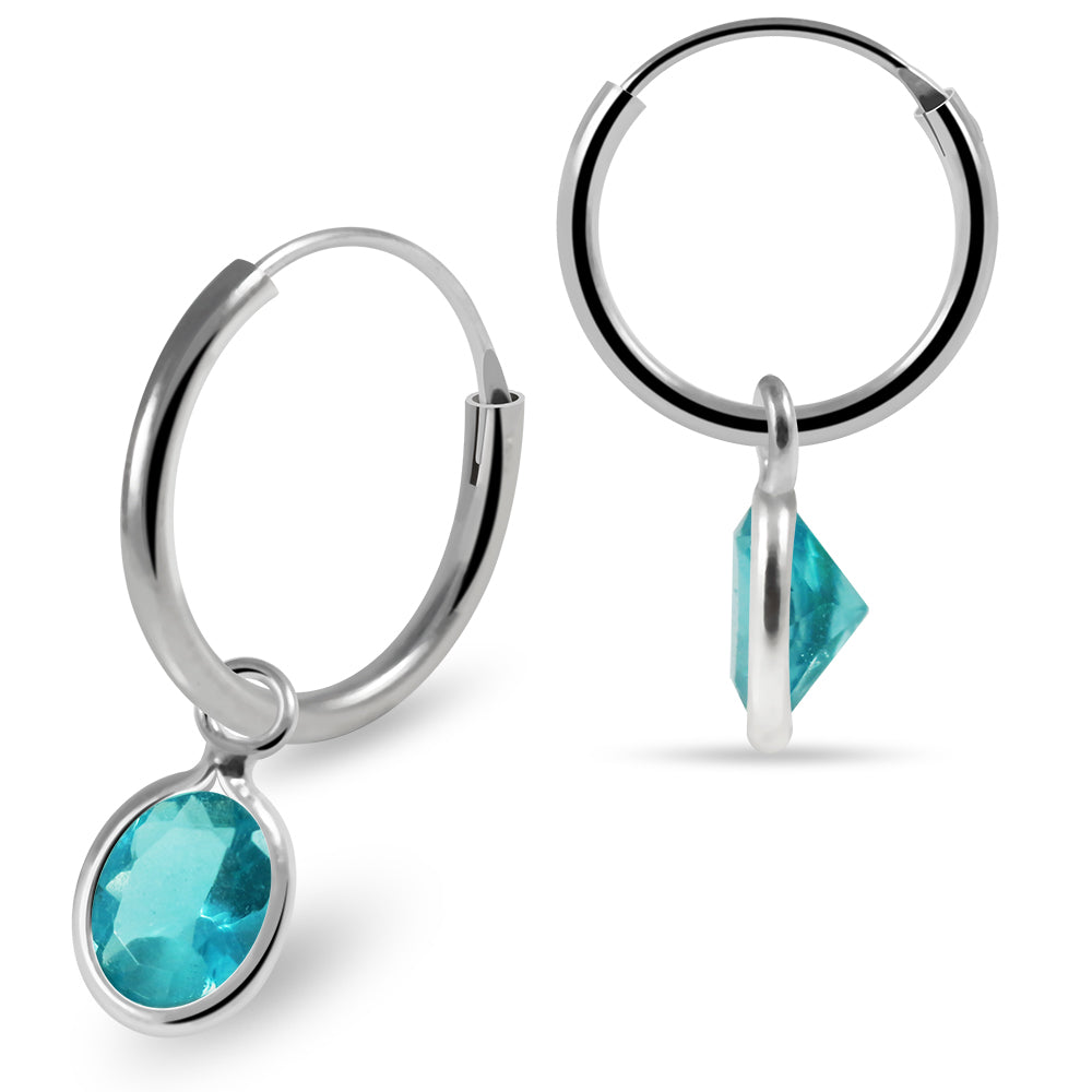 925 Sterling Silver Oval Cut Cubic Zirconia Dangling Fashion Earring Clear Clear Lavender Aqua Pink