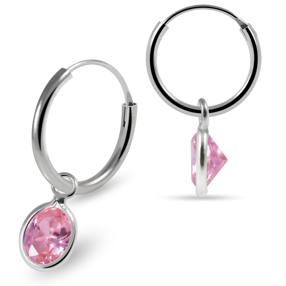 925 Sterling Silver Oval Cut Cubic Zirconia Dangling Fashion Earring Clear Clear Lavender Aqua Pink