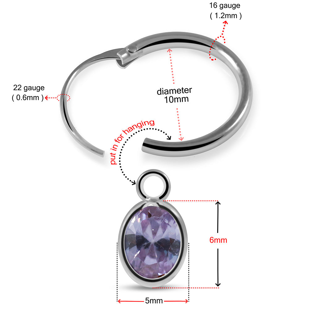 925 Sterling Silver Oval Cut Cubic Zirconia Dangling Fashion Earring Clear Clear Lavender Aqua Pink