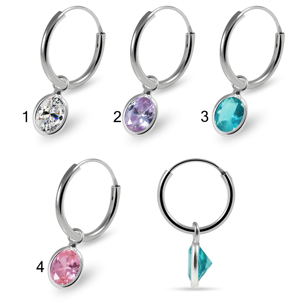 925 Sterling Silver Oval Cut Cubic Zirconia Dangling Fashion Earring Clear Clear Lavender Aqua Pink