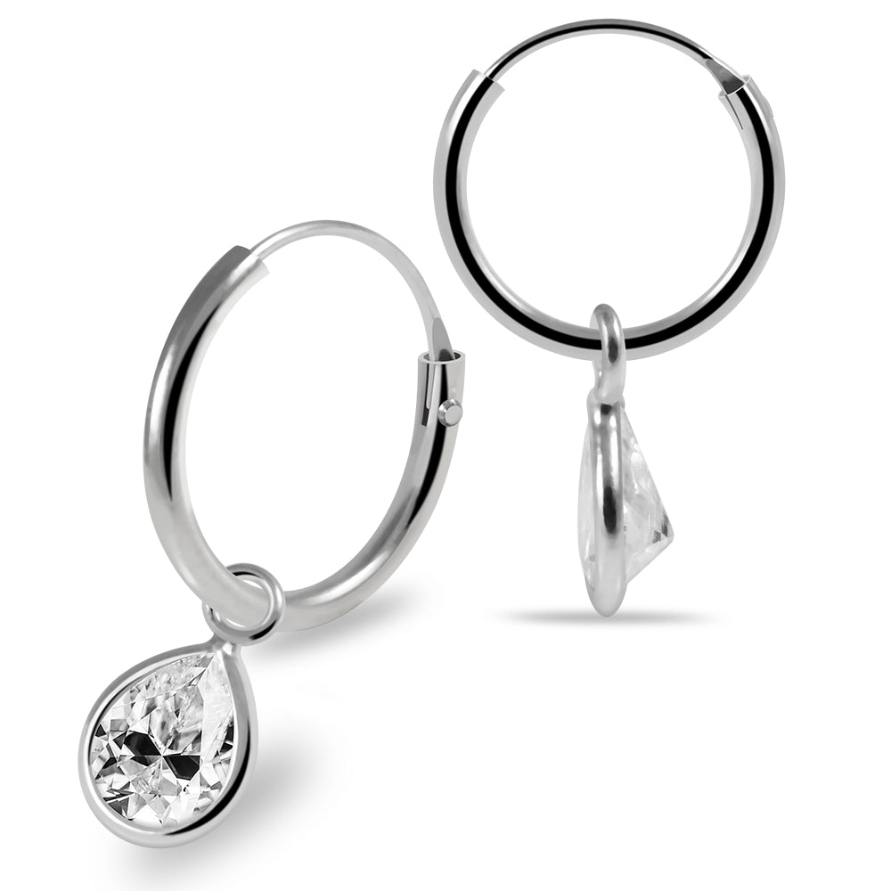 925 Sterling Silver Pear Cut Cubic Zirconia Dangling Fashion Earring Clear Clear Lavender Aqua Pink