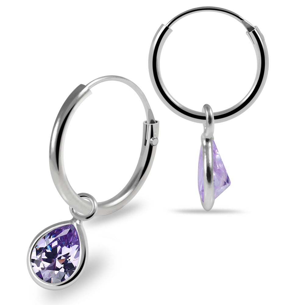 925 Sterling Silver Pear Cut Cubic Zirconia Dangling Fashion Earring Clear Clear Lavender Aqua Pink