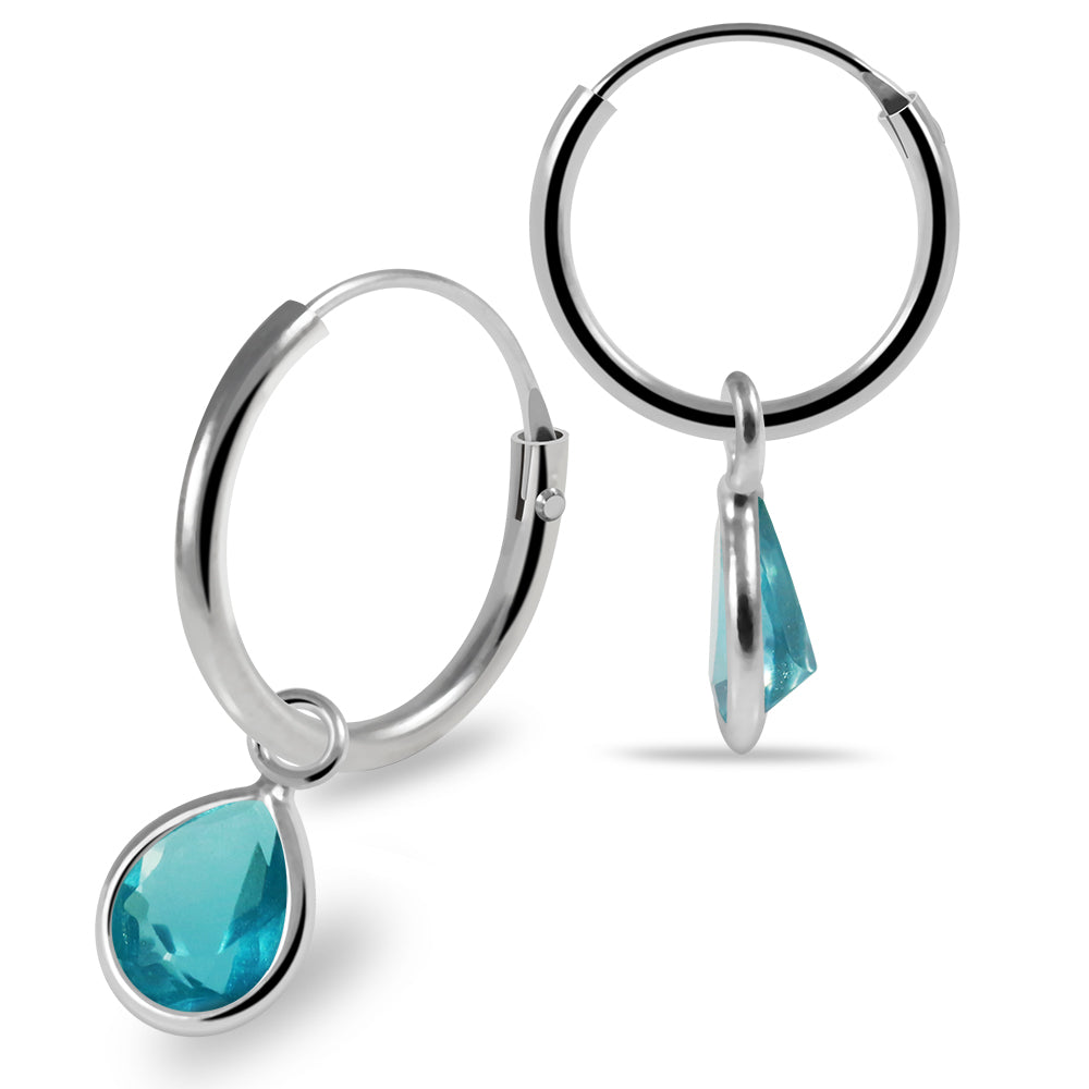 925 Sterling Silver Pear Cut Cubic Zirconia Dangling Fashion Earring Clear Clear Lavender Aqua Pink