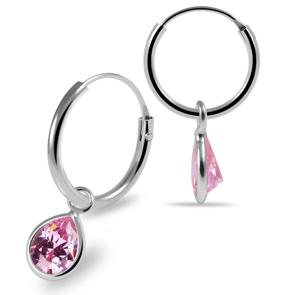 925 Sterling Silver Pear Cut Cubic Zirconia Dangling Fashion Earring Clear Clear Lavender Aqua Pink