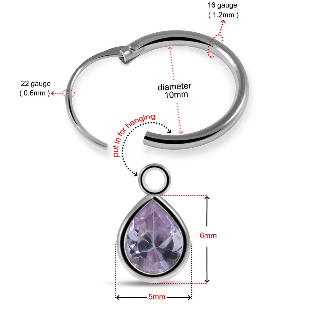 925 Sterling Silver Pear Cut Cubic Zirconia Dangling Fashion Earring Clear Clear Lavender Aqua Pink