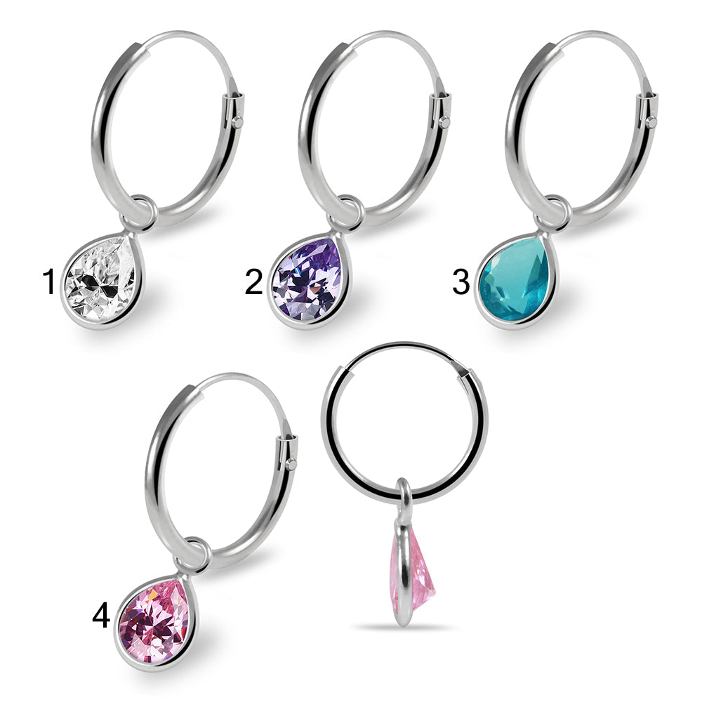 925 Sterling Silver Pear Cut Cubic Zirconia Dangling Fashion Earring Clear Clear Lavender Aqua Pink