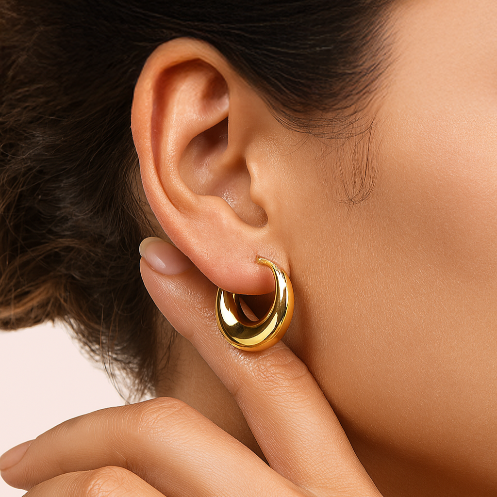 925 Sterling Silver Moon Style Hoop Earrings - Monster Piercing