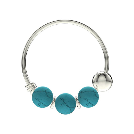 925 Sterling Silver Turquoise Bead Nose Hoop Ring - Monster Piercing