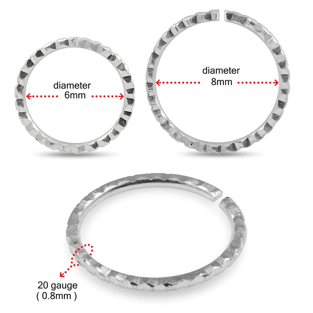 925 Sterling Silver Pyramid Cuts Nose Hoop Ring Silver Silver / 6mm Silver / 8mm Gold / 6mm Gold / 8mm Rose Gold / 6mm Rose Gold / 8mm