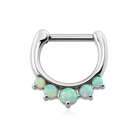 316L Surgical Steel Synthetic White Opal Septum Clicker Ring