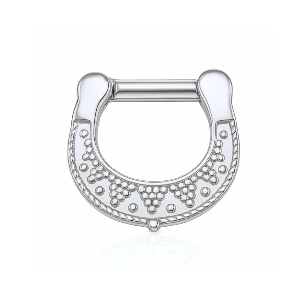 316L Surgical Steel Dotted Pattern Septum Clicker Ring