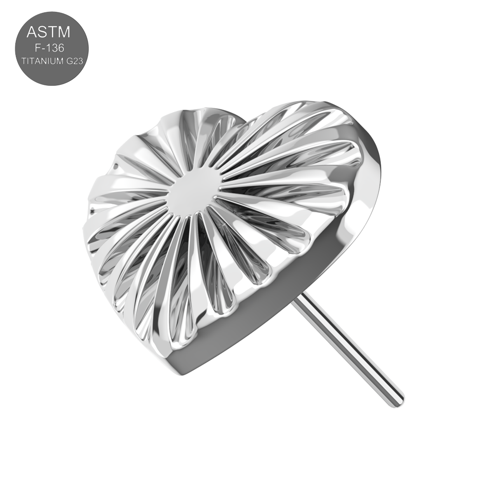 G23 Titanium Striped Heart Threadless Pin Plain Gold