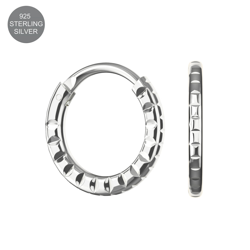 925 Sterling Silver Laser Cut Hoop Ring - Monster Piercing