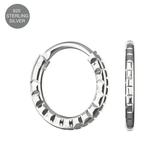 925 Sterling Silver Laser Cut Hoop Ring - Monster Piercing