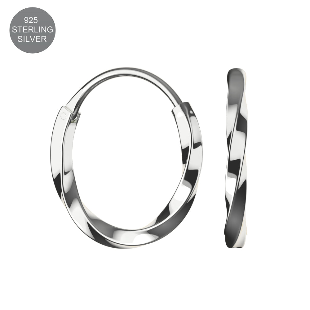 925 Sterling Silver Twisted Hoop Earrings - Monster Piercing