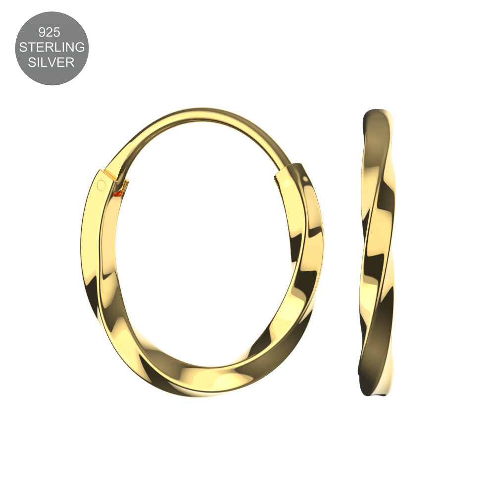 925 Sterling Silver Twisted Hoop Earrings - Monster Piercing