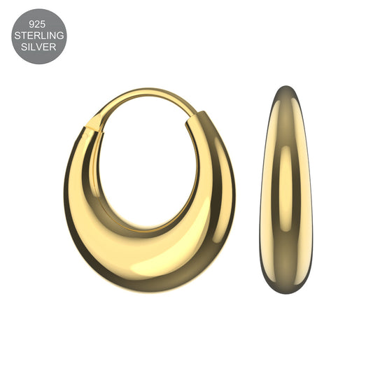 925 Sterling Silver Moon Style Hoop Earrings - Monster Piercing