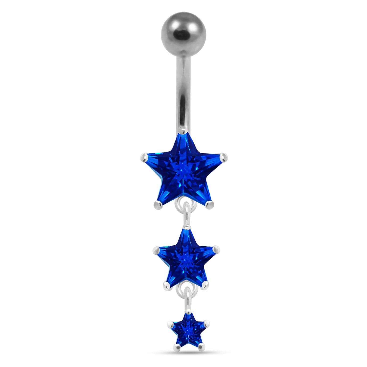 925 Sterling Silver Moving Jewelled Star in a Belly Ring - Monster Piercing