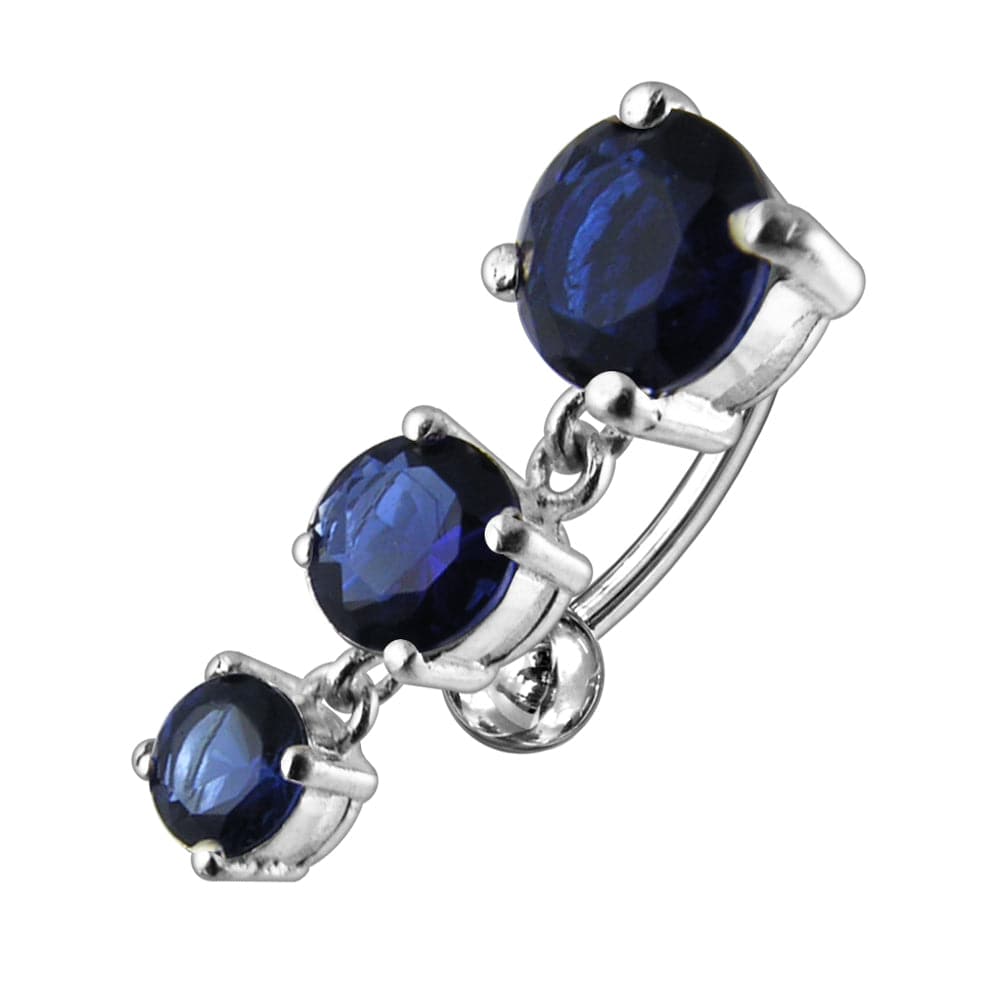 925 Sterling Silver Moving Jewelled Charms Navel Belly Button Ring - Monster Piercing