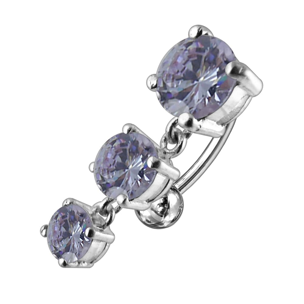 925 Sterling Silver Moving Jewelled Charms Navel Belly Button Ring - Monster Piercing