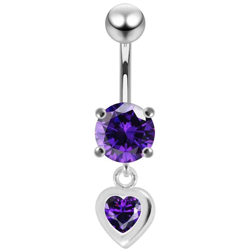925 Sterling Silver Moving Jewelled Belly Ring - Monster Piercing