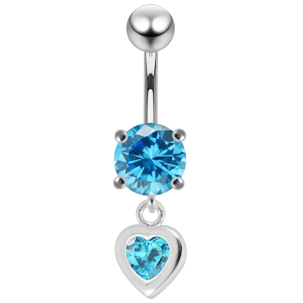 925 Sterling Silver Moving Jewelled Belly Ring - Monster Piercing