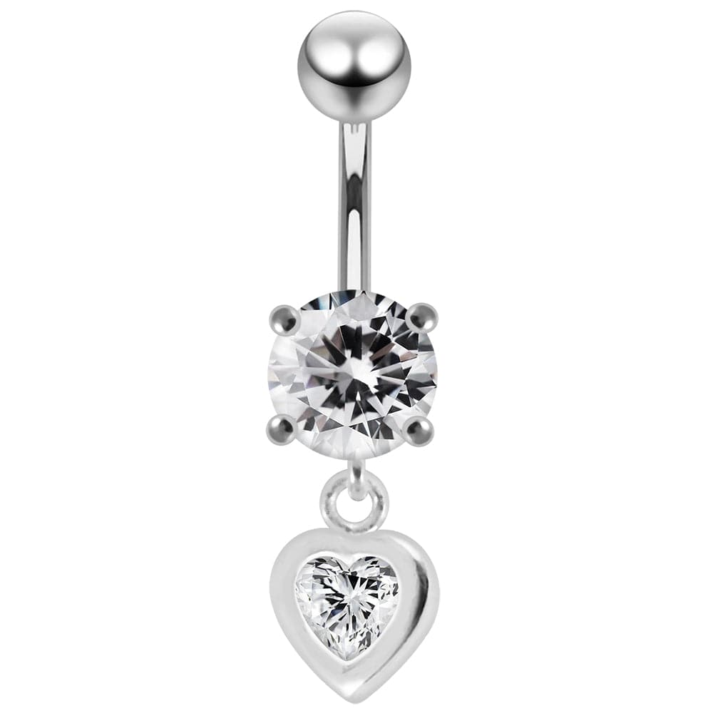 925 Sterling Silver Moving Jewelled Belly Ring - Monster Piercing