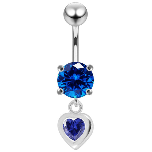 925 Sterling Silver Moving Jewelled Belly Ring - Monster Piercing