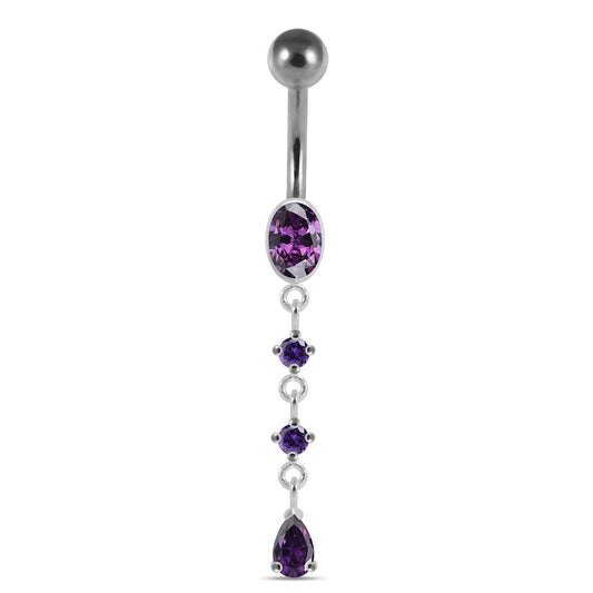 925 Sterling Silver Dangling curved bar with 5mm top ball - Monster Piercing