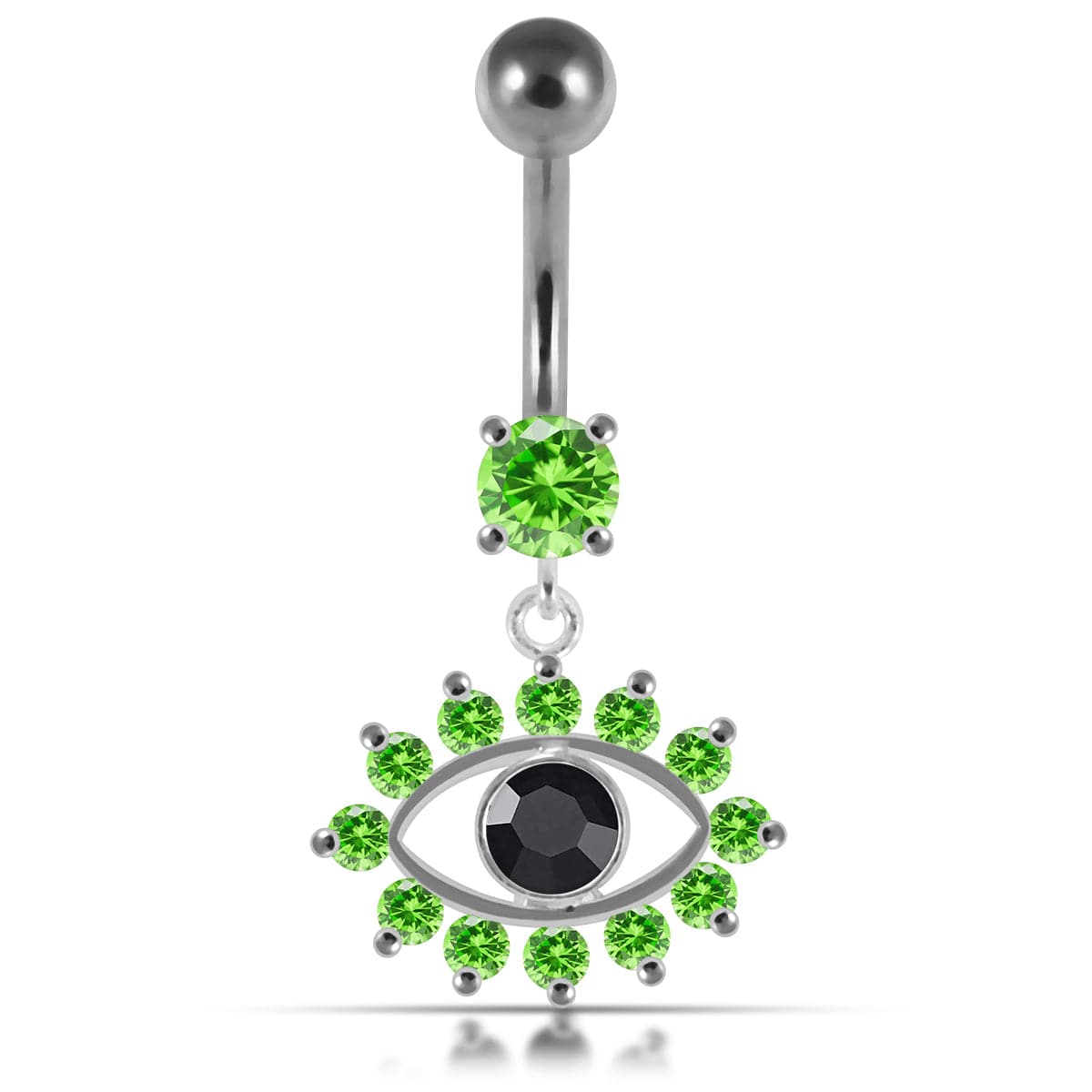 925 Sterling Silver Blue Eye Catching Stone Studded Belly Ring - Monster Piercing