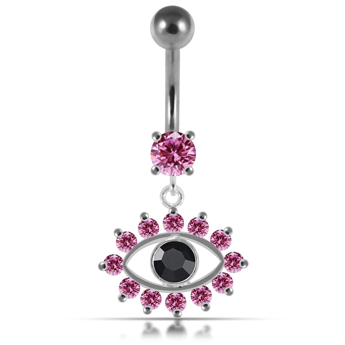 925 Sterling Silver Blue Eye Catching Stone Studded Belly Ring - Monster Piercing