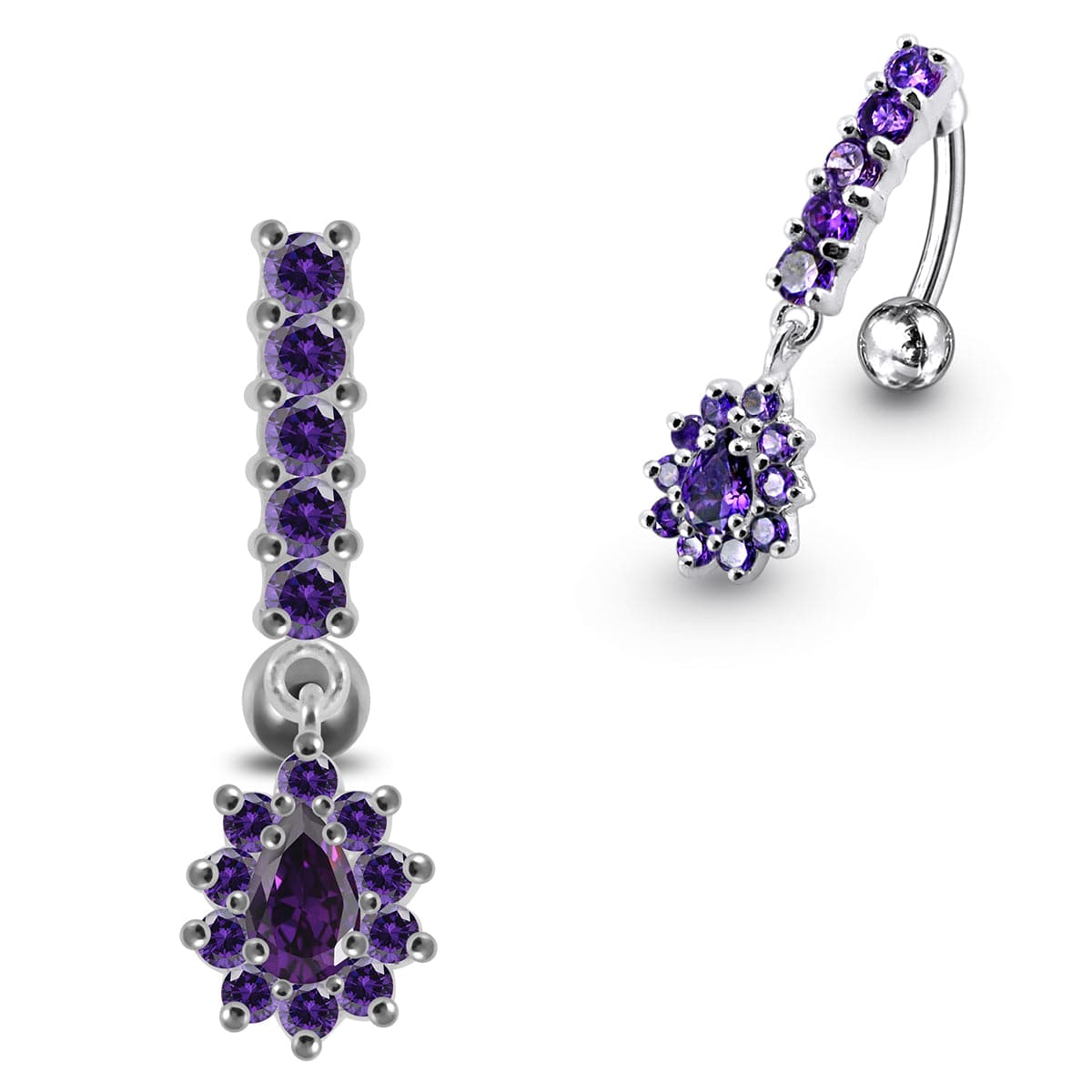 925 Sterling Silver Reverse Belly Button Ring - Monster Piercing