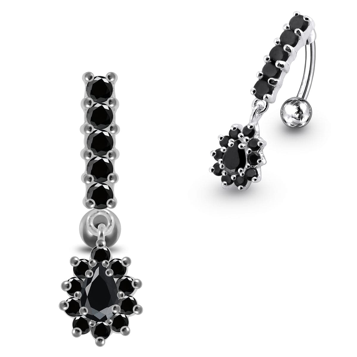 925 Sterling Silver Reverse Belly Button Ring - Monster Piercing