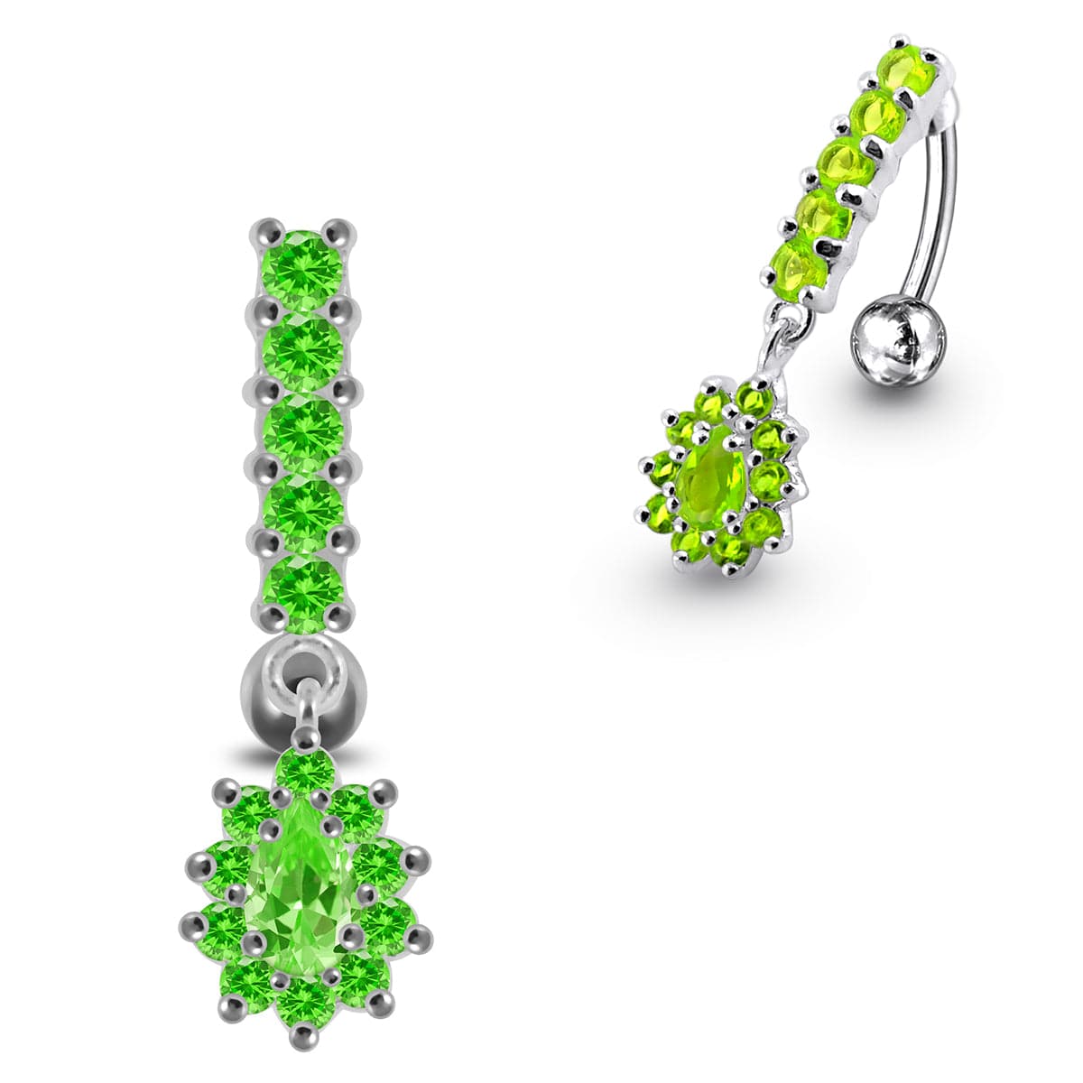 925 Sterling Silver Reverse Belly Button Ring - Monster Piercing