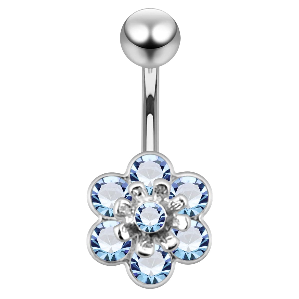 925 Sterling Silver Jewelled Flower Navel Belly Banana - Monster Piercing