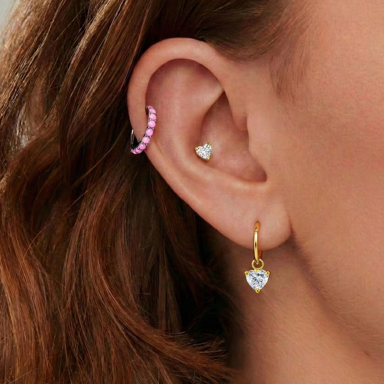 925 Sterling Silver Heart Drop Hinged Clickers