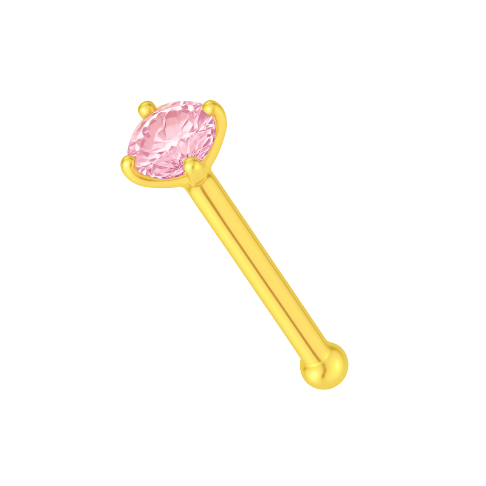 9K Gold Pink Cubic Zirconia Jewelled Nose Bone - Monster Piercing