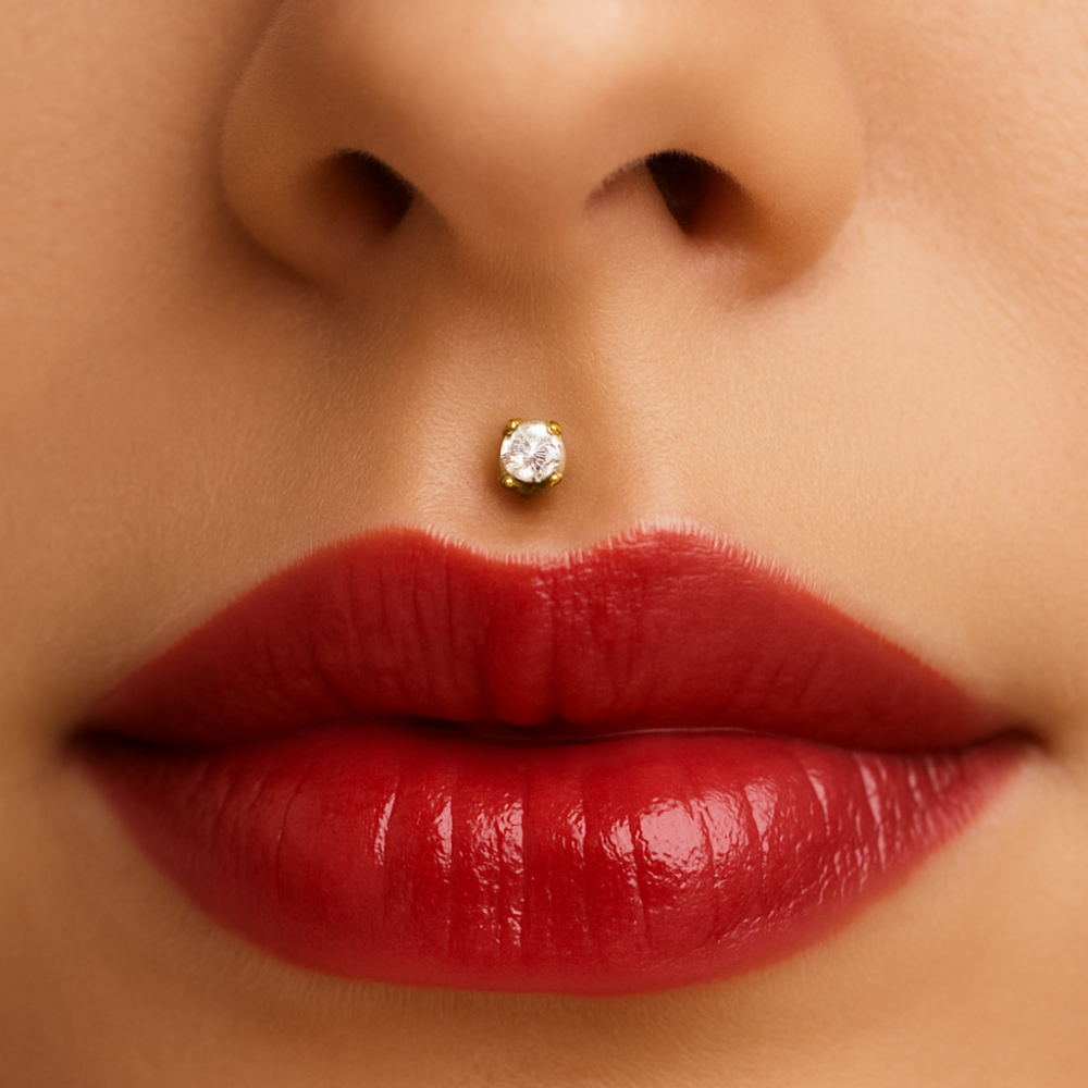 925 Sterling Silver Round CZ Jewelled Thread-less Push-Fit With Flatback Stud - Monster Piercing