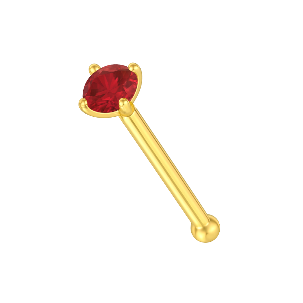 9K Gold with Colourful Crystal Stone Jewelled in Prong set Nose Bone - Monster Piercing