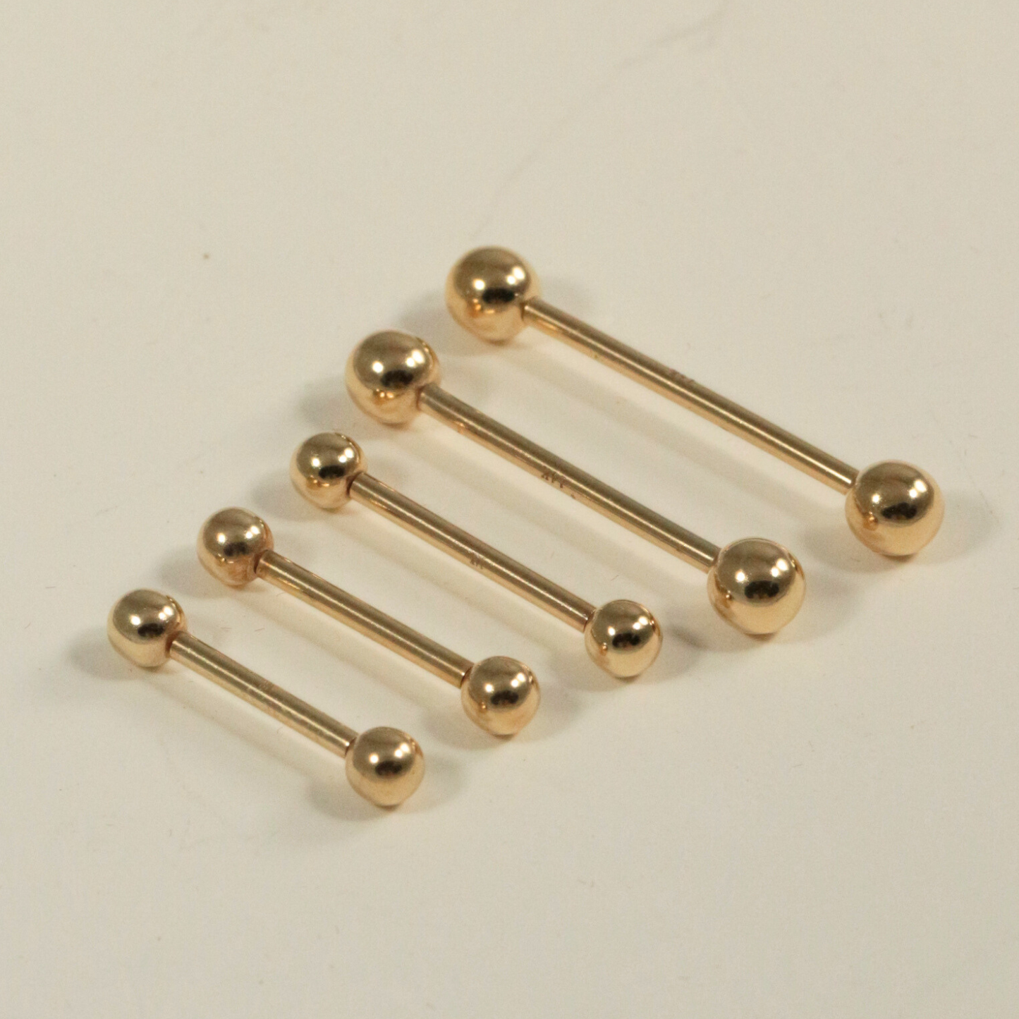 14K Gold Straight Tongue Barbell with Ball - Monster Piercing